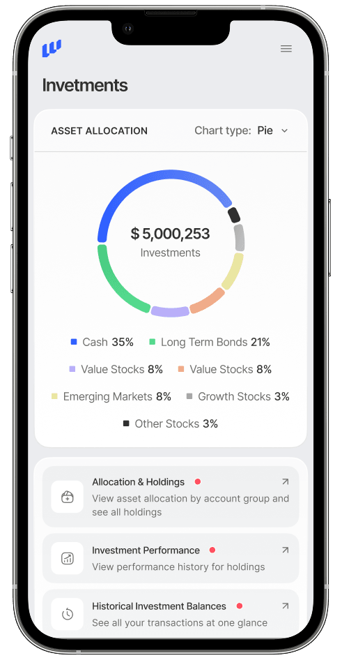 WealthTrace mobile view